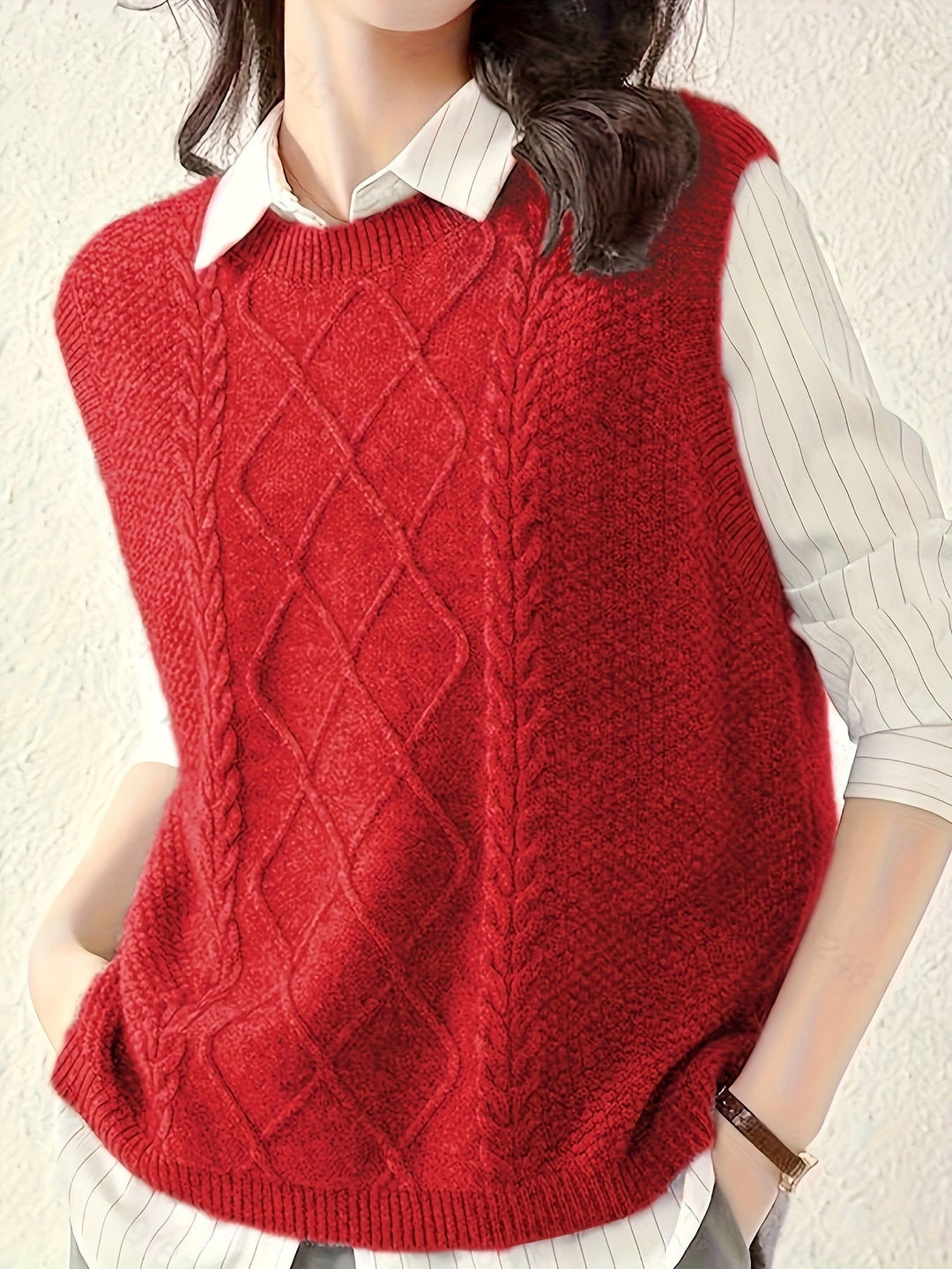 Cable-Knit Sweater Vest for Women