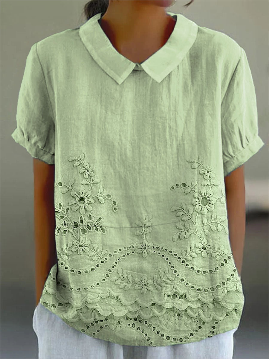Floral Embroidered Shirt for Women, Elegant Style