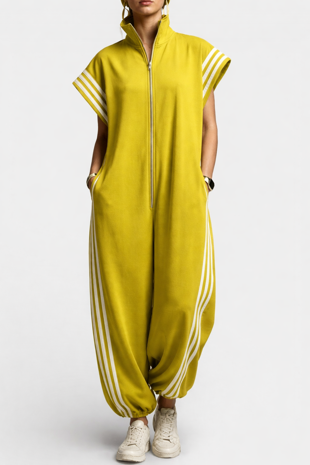 Sleeveless Zip Neck Jumpsuit for Women, Stylish Style