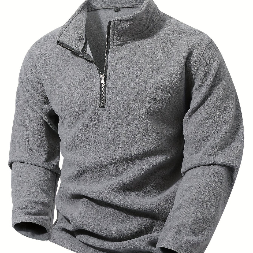 Half-Zip Stand-Collar Pullover for Men, Plus Size
