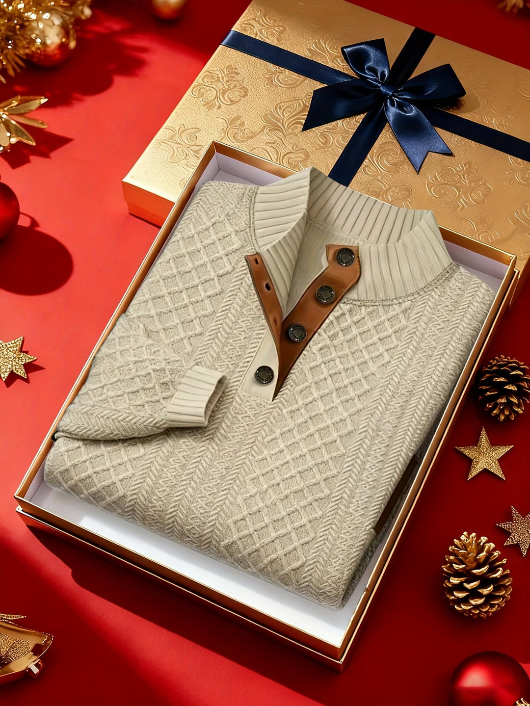 Textured Stand-Collar Sweater for Men