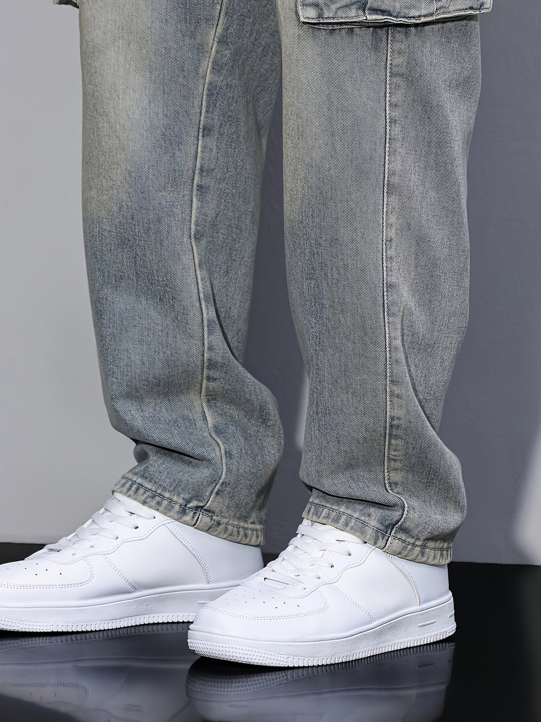 Sea Blue Relaxed Cargo Pants for Men