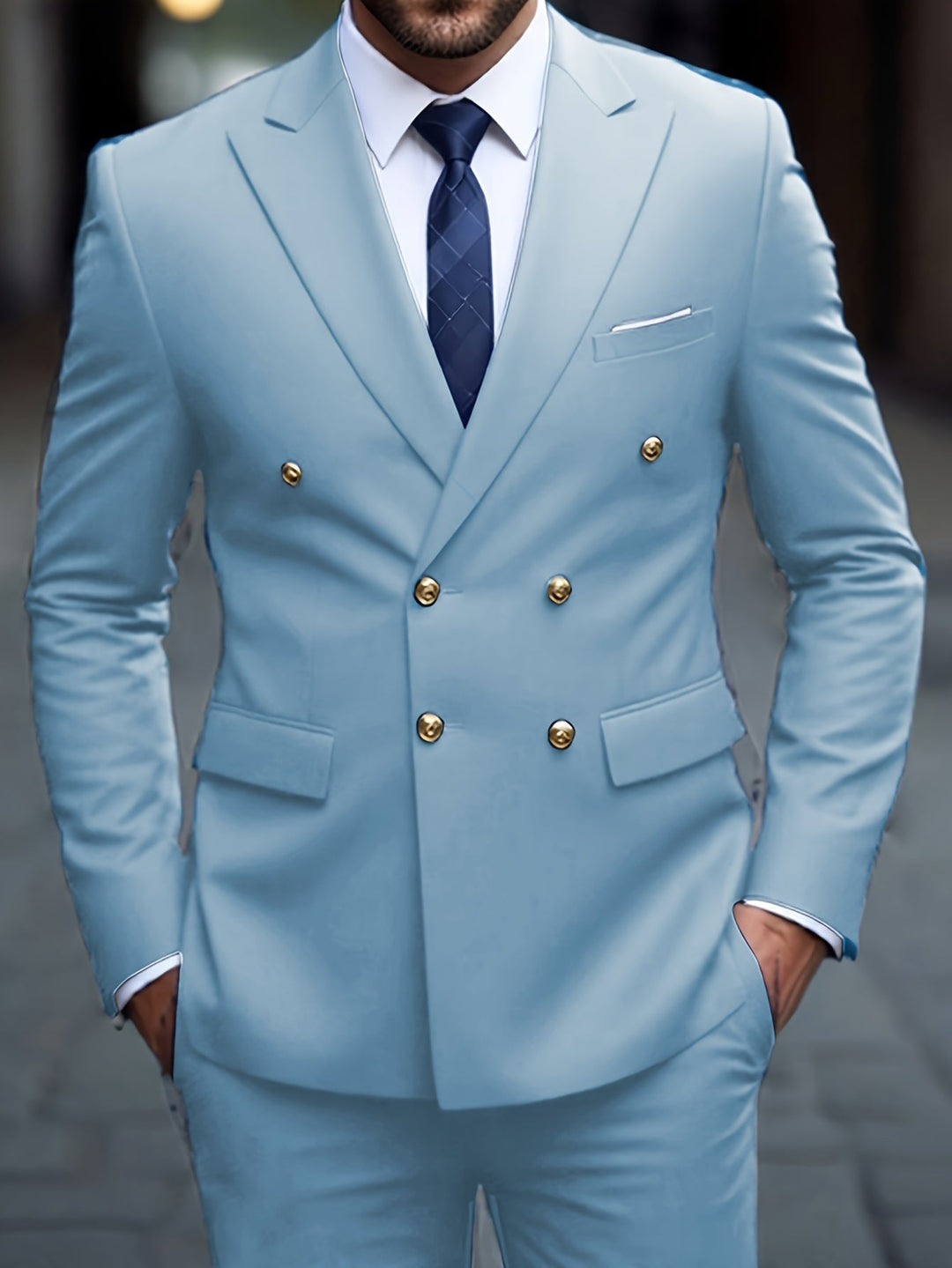 Double-Breasted Tailored Suit for Men, Plus Size