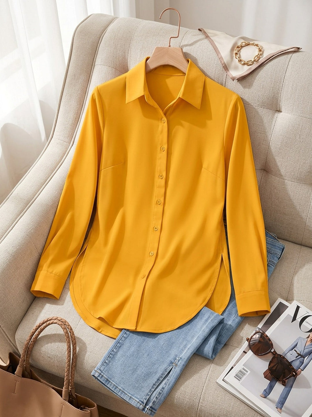 Refined Button-Front Blouse for Women