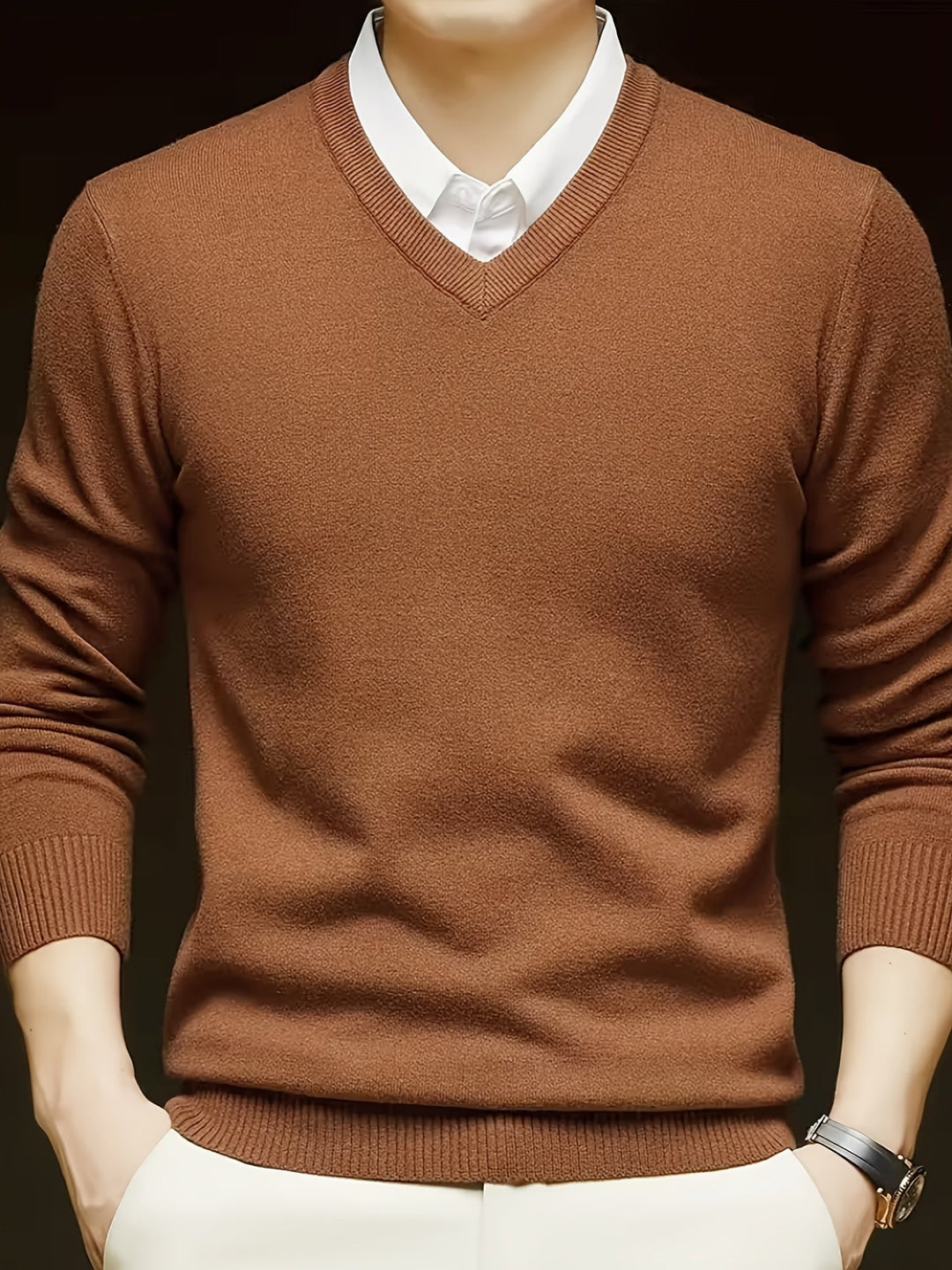 Classic V-Neck Pullover for Men