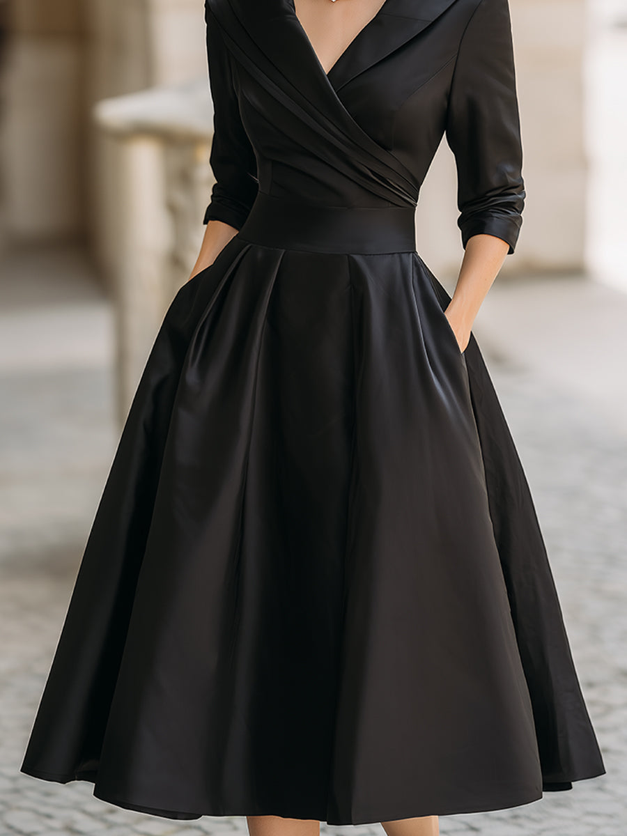 V-Neck Evening Dress, Women's Elegant Fit