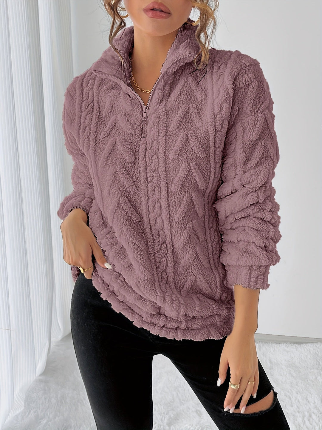 Textured Pullover for Women, Cozy Style