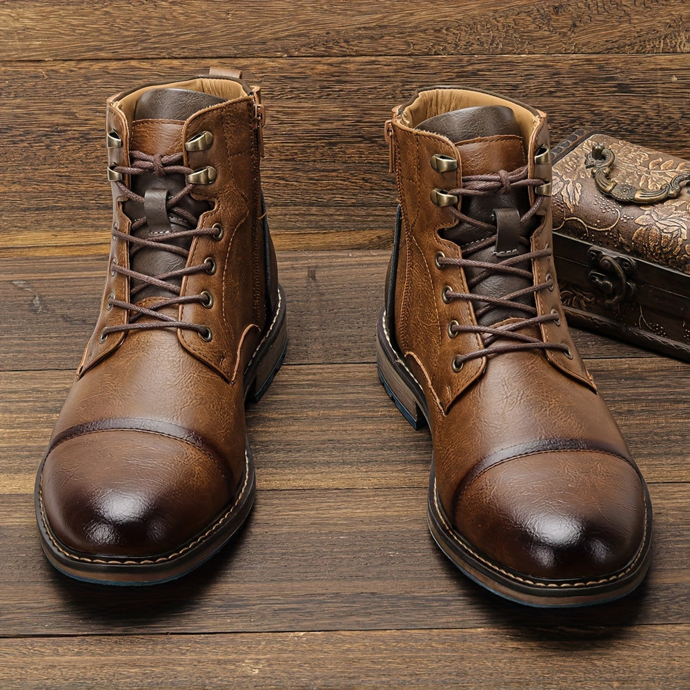 Cap-Toe Ankle Boots, Men's Refined Fit