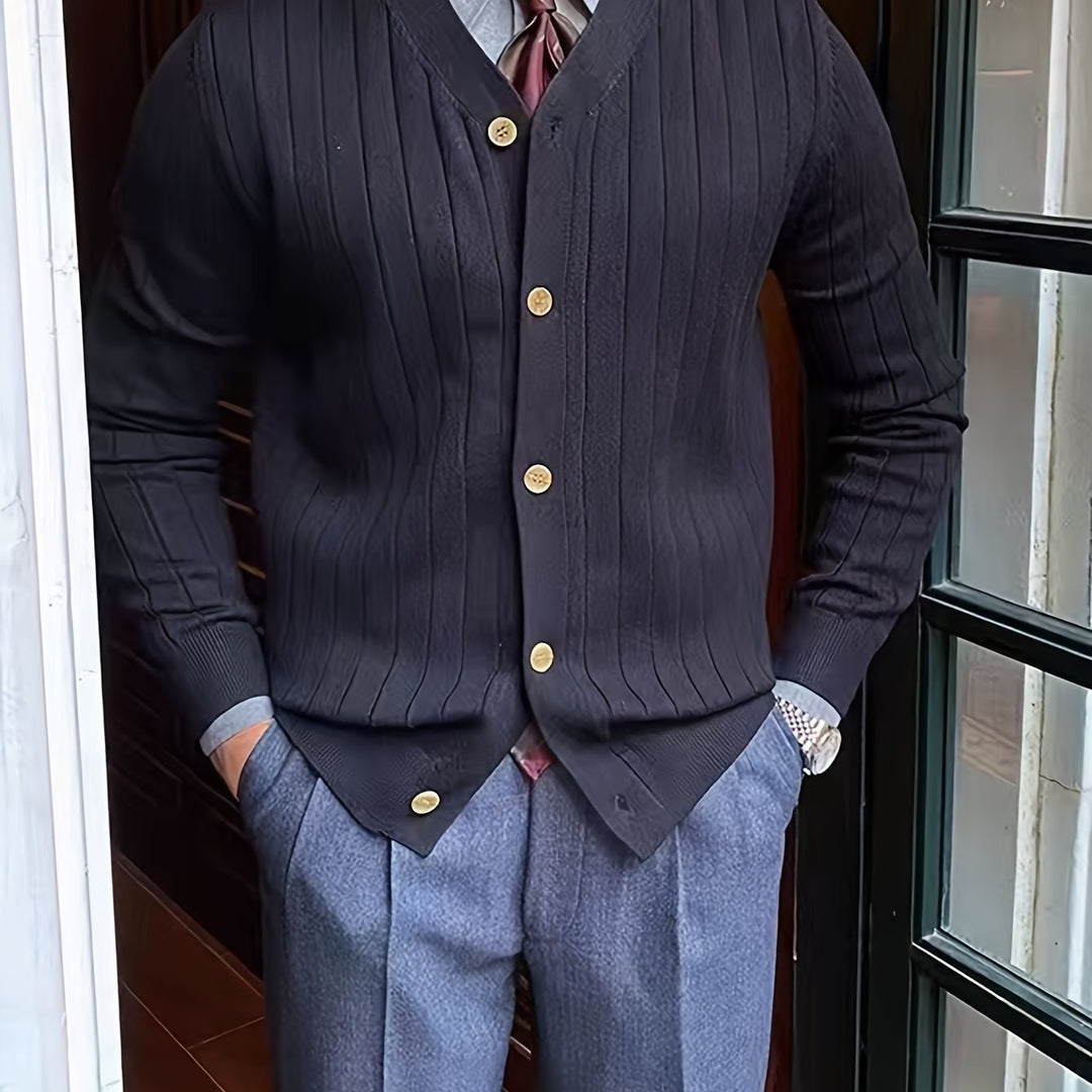 Men's Ribbed Button-Up Cardigan