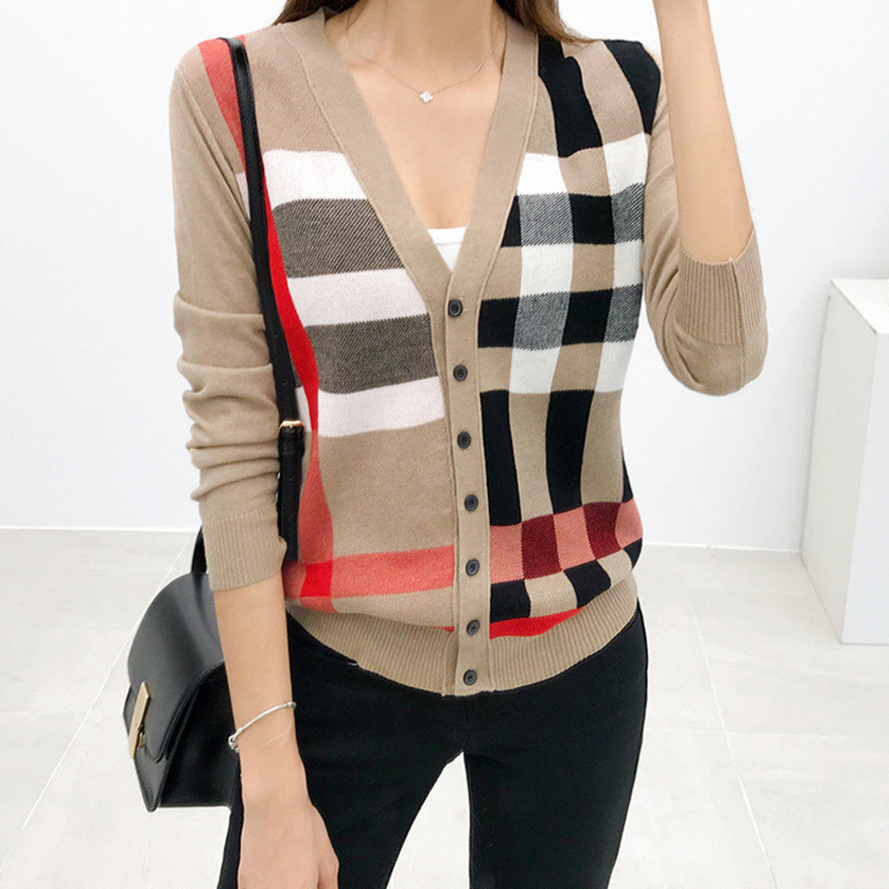 Women's Knit Cardigan – Gray, Khaki