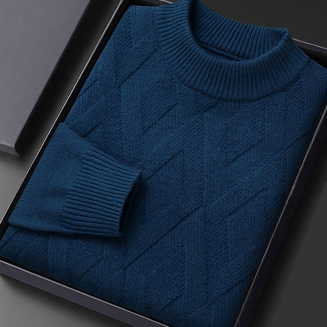 Mock-Neck Sweater, Men's Textured Fit