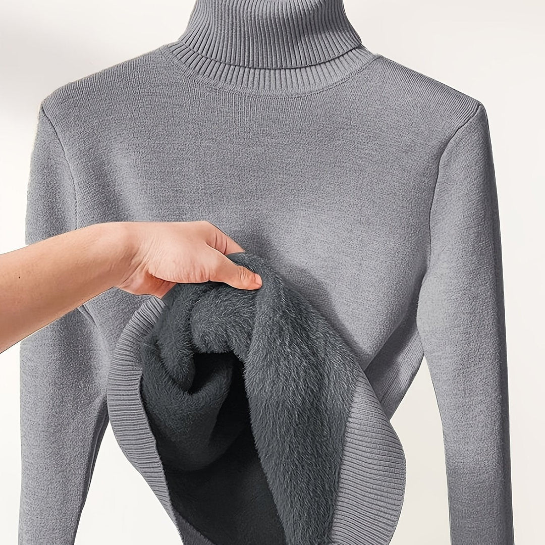 Lined High-Neck Sweater for Women, Cozy Style