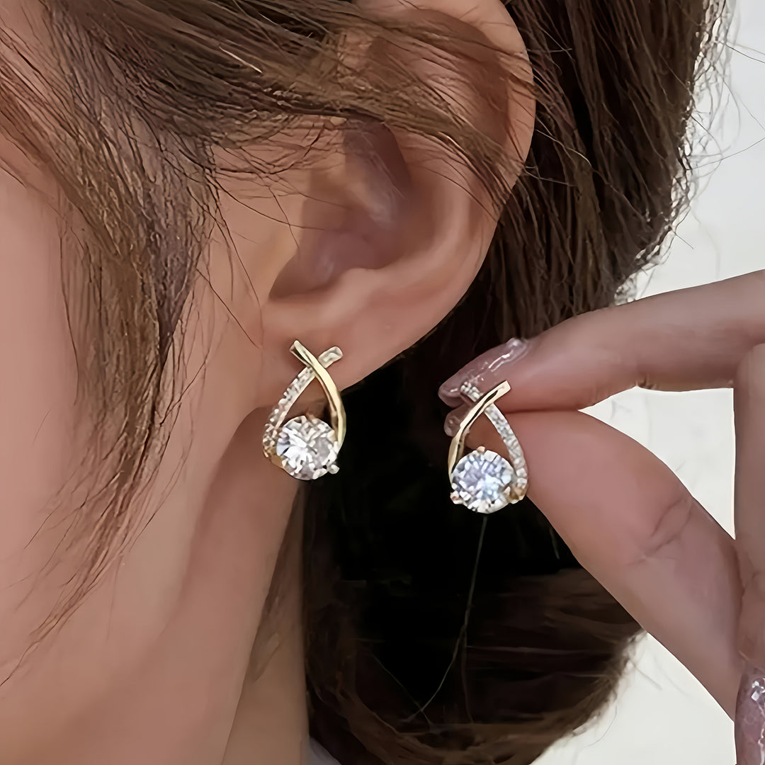 Stud Cubic Zirconia Earrings, Women's Stylish Fit