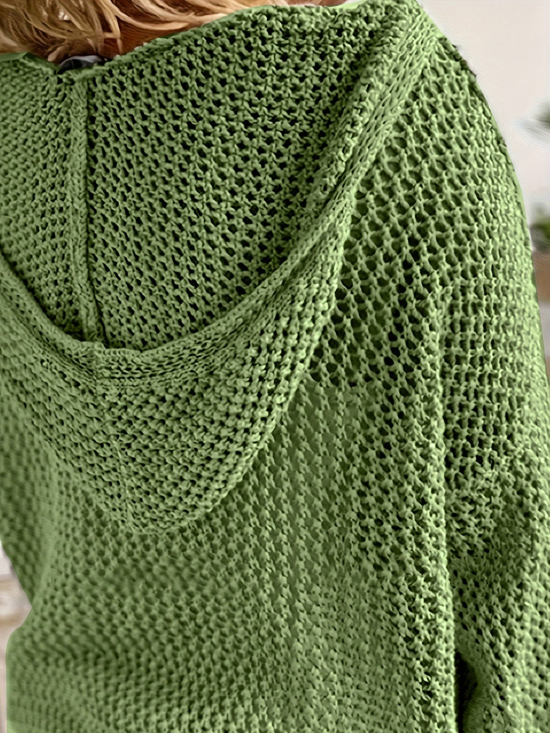 Open-Knit Hooded Sweater for Women, Relaxed Style