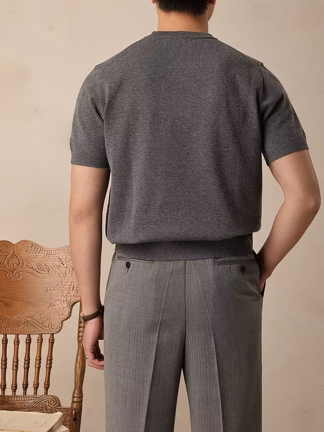 Short-Sleeve Knit Top for Men, Refined Style