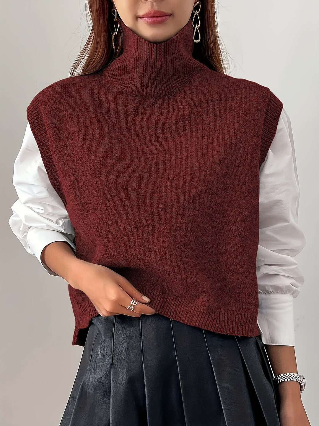 High-Neck Sweater Vest for Women
