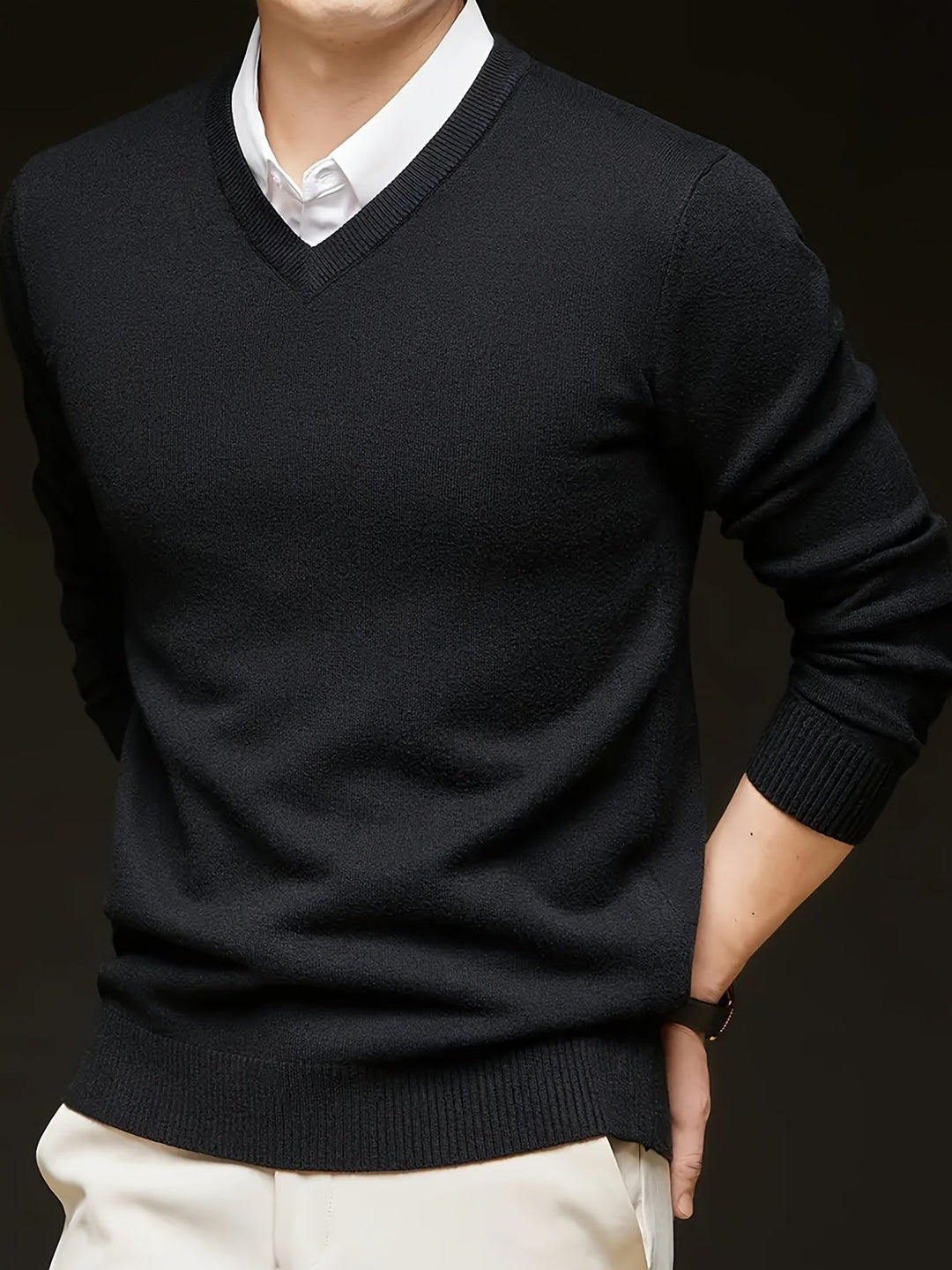 Refined V-Neck Sweater for Men