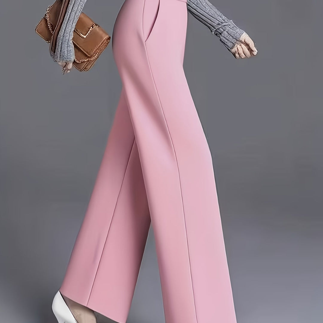 Ladies High-Waisted Wide-Leg Pants