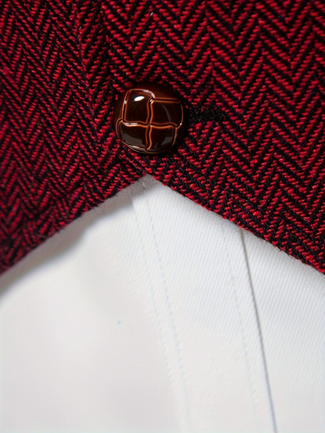 Burgundy Herringbone Single-Breasted Vest for Men