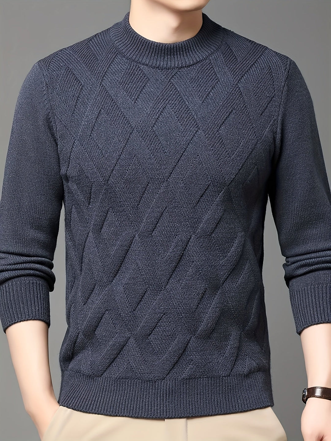 Mock-Neck Sweater, Men's Textured Fit