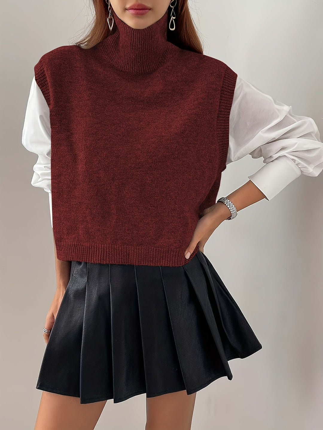 High-Neck Sweater Vest for Women
