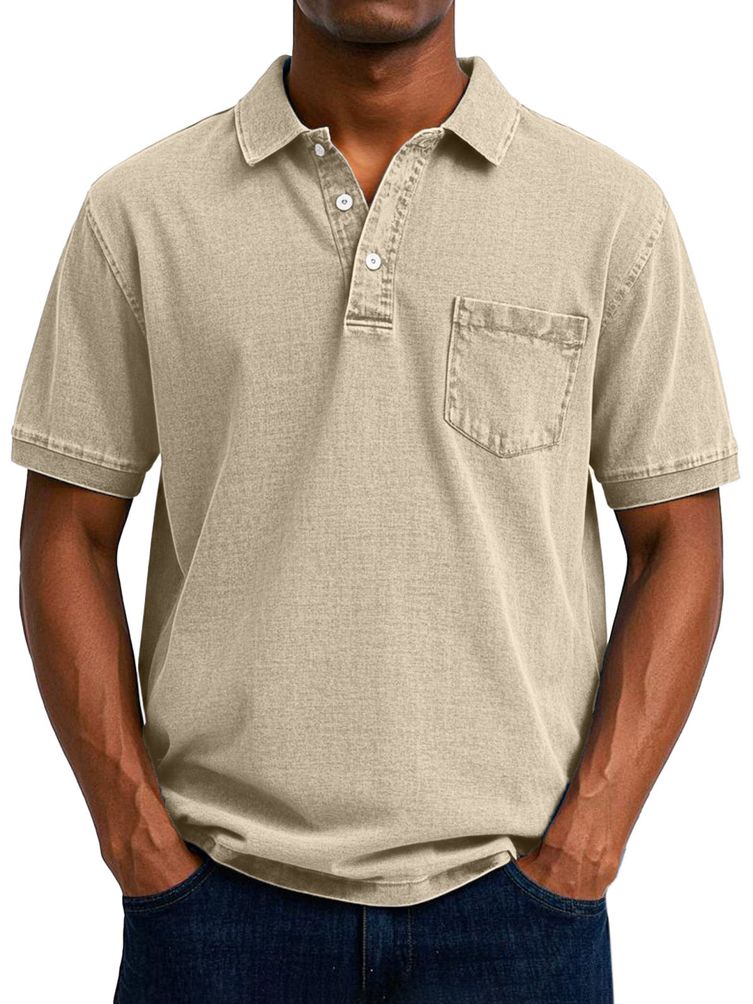 Casual Polo Shirt for Men, Vintage Style