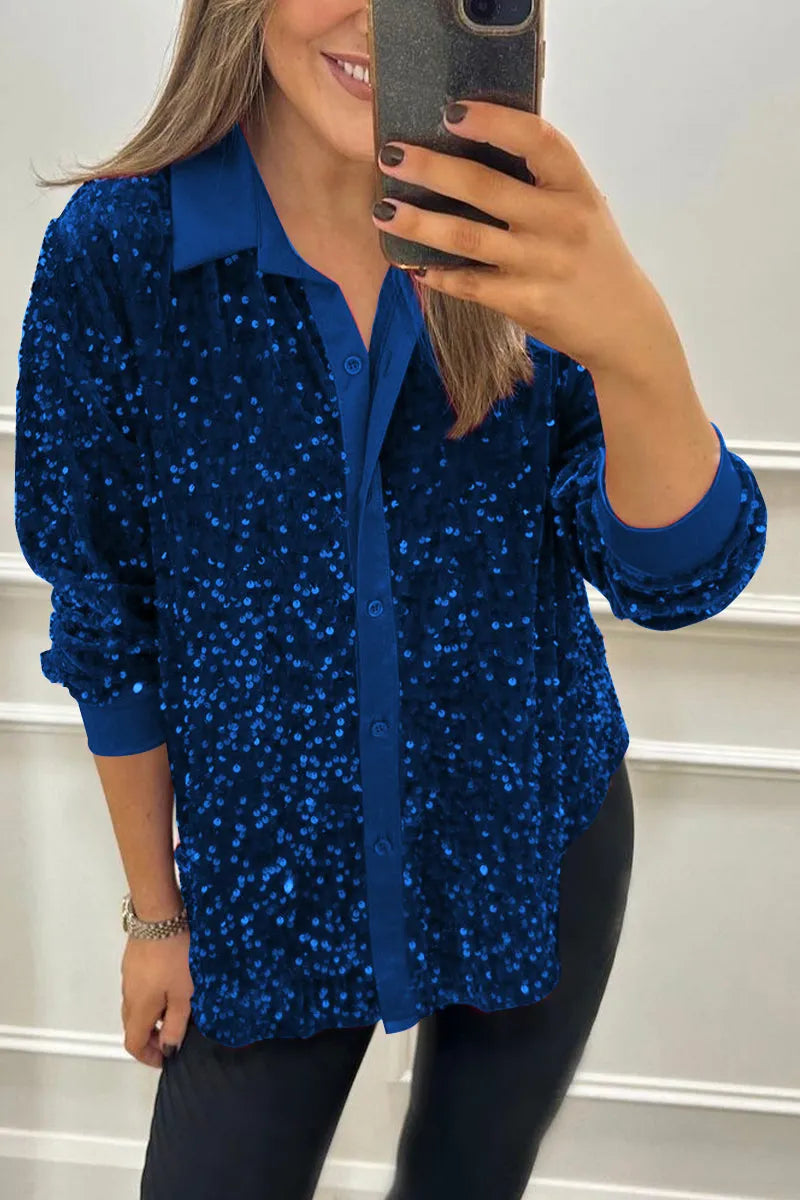 Shimmer Collared Shirt for Women, Elegant Style