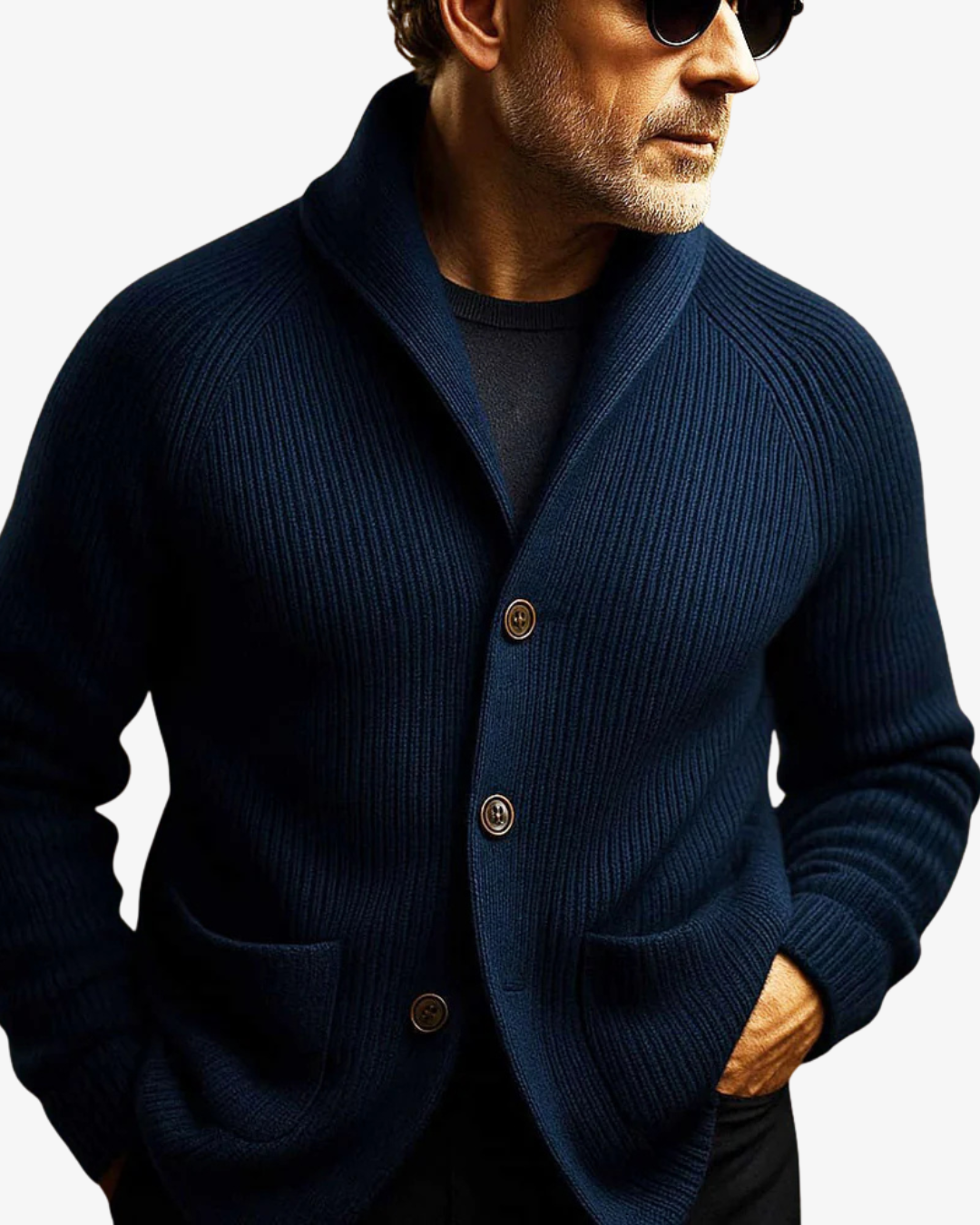 Button-Front Knit Cardigan, Men's Tailored Fit