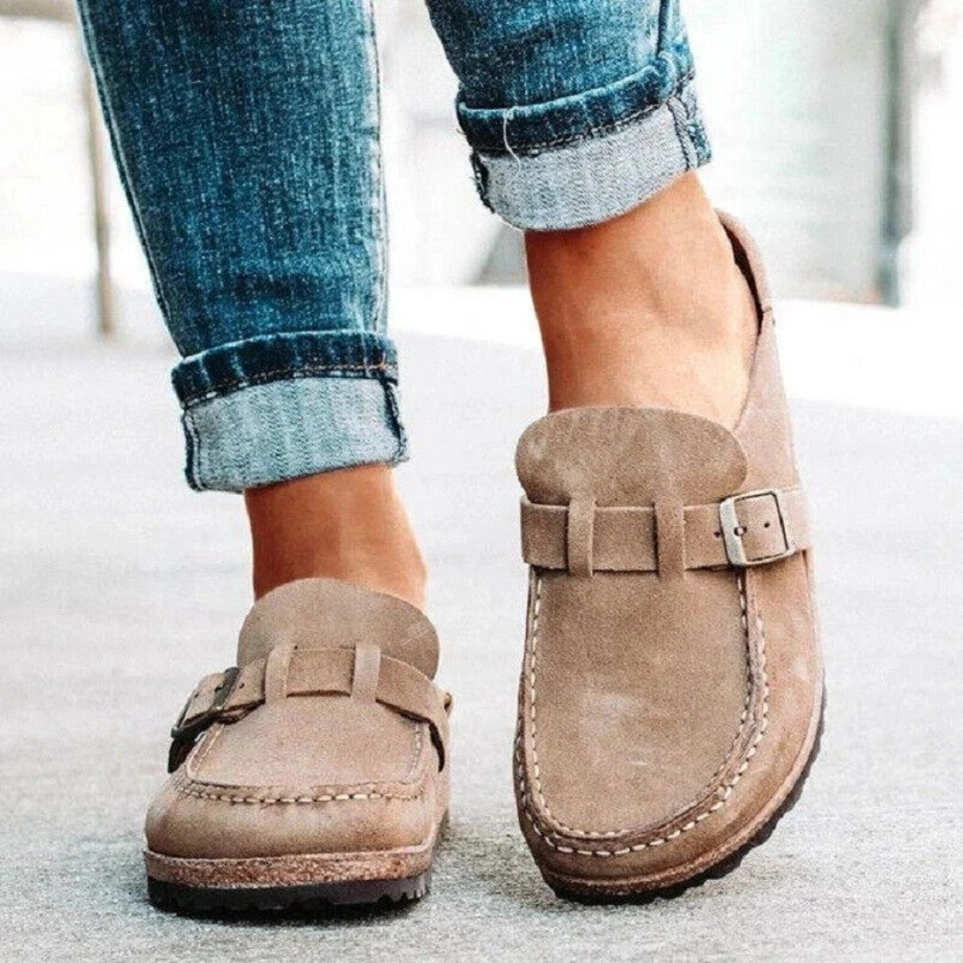 Low Heel Buckle Loafers for Women