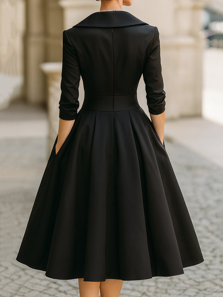 V-Neck Evening Dress, Women's Elegant Fit