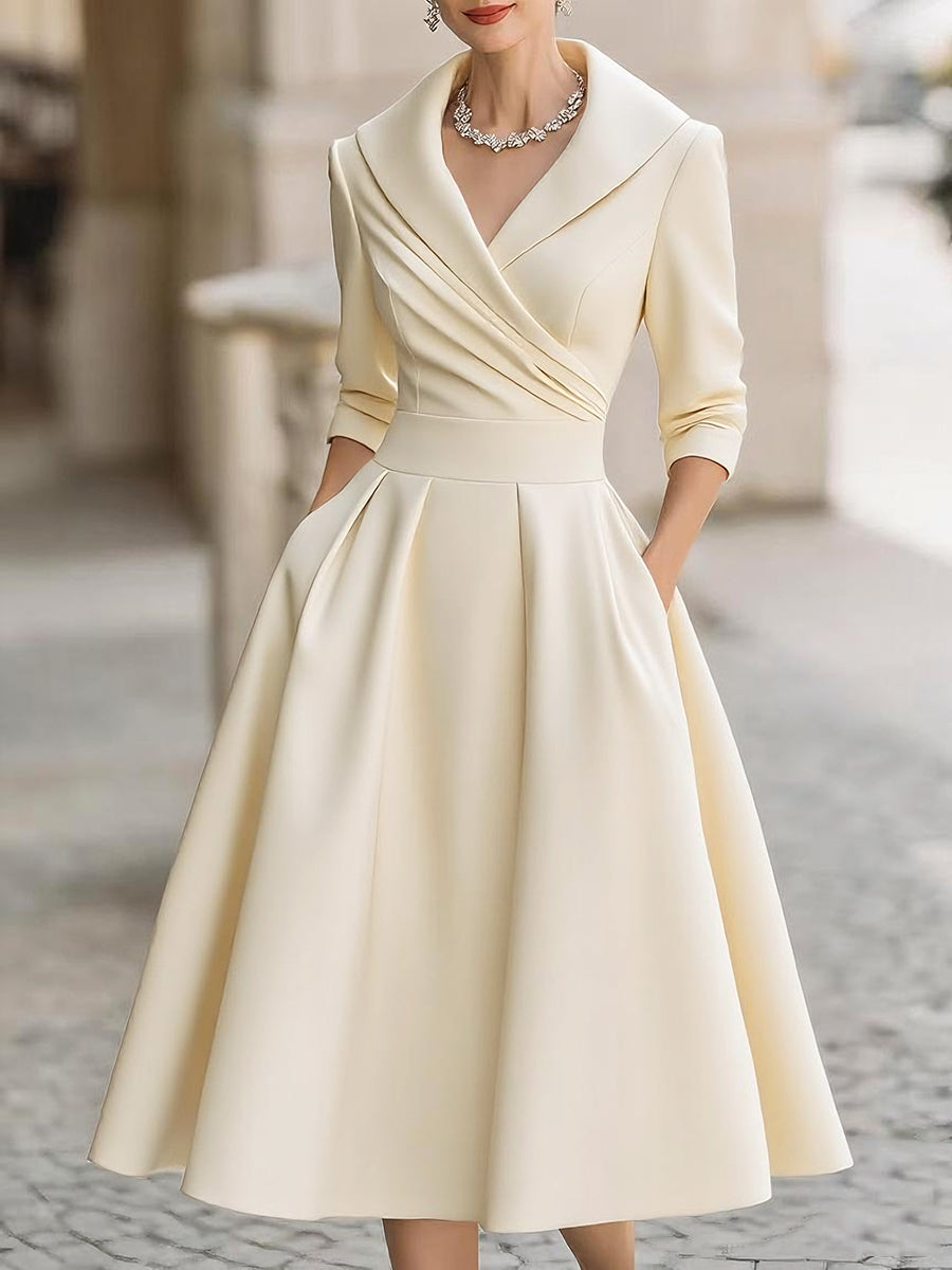 V-Neck Evening Dress, Women's Elegant Fit