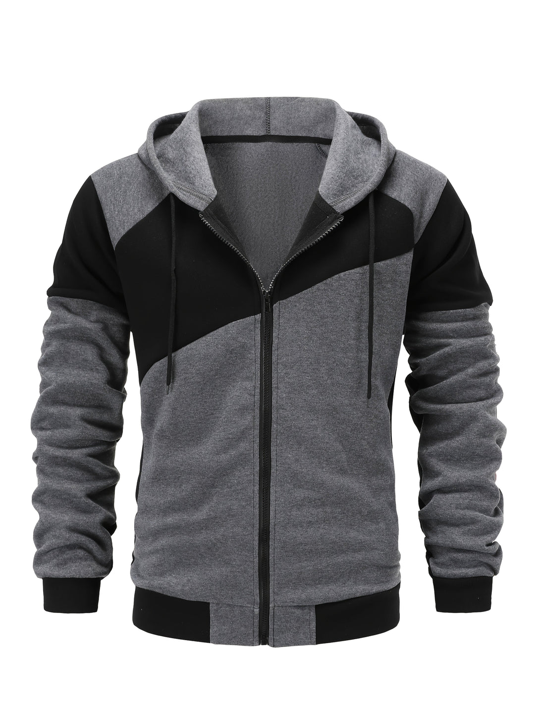 Color Block Zip-Up Hooded Jacket for Men