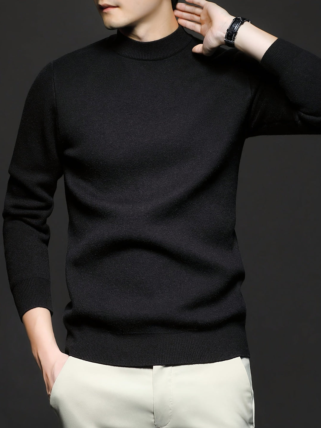 High-Neck Sweater for Men, Refined Style