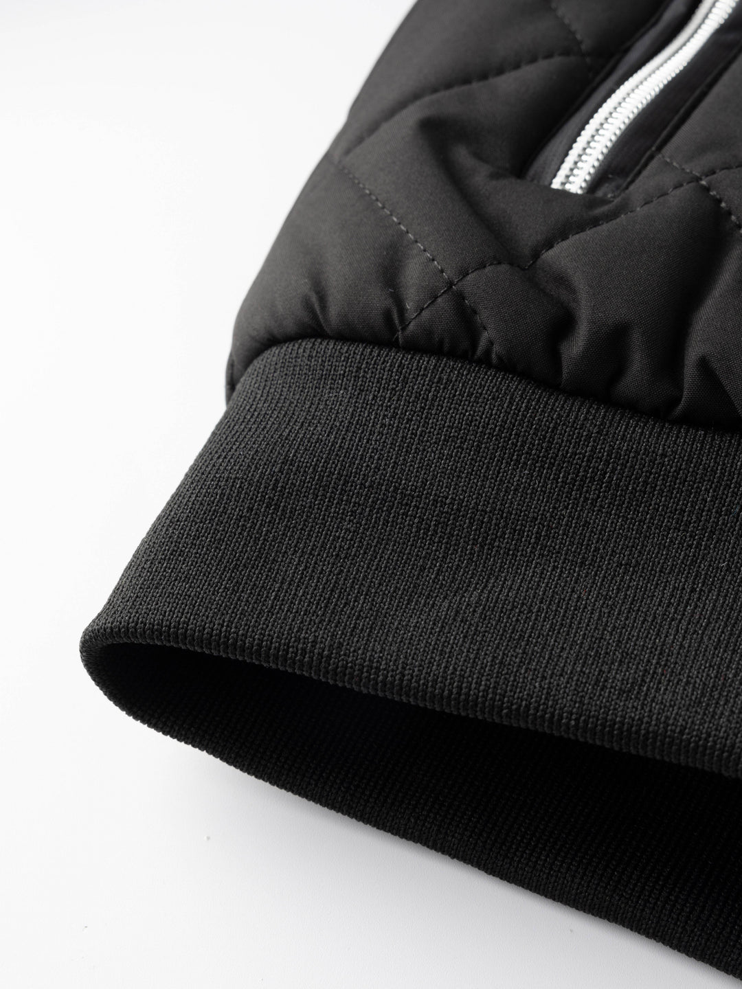 Black Quilted Bomber Jacket for Men