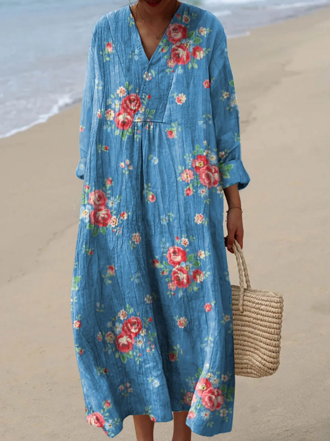 Vintage Lovely Floral Pattern Art Dress for Women, Plus Size