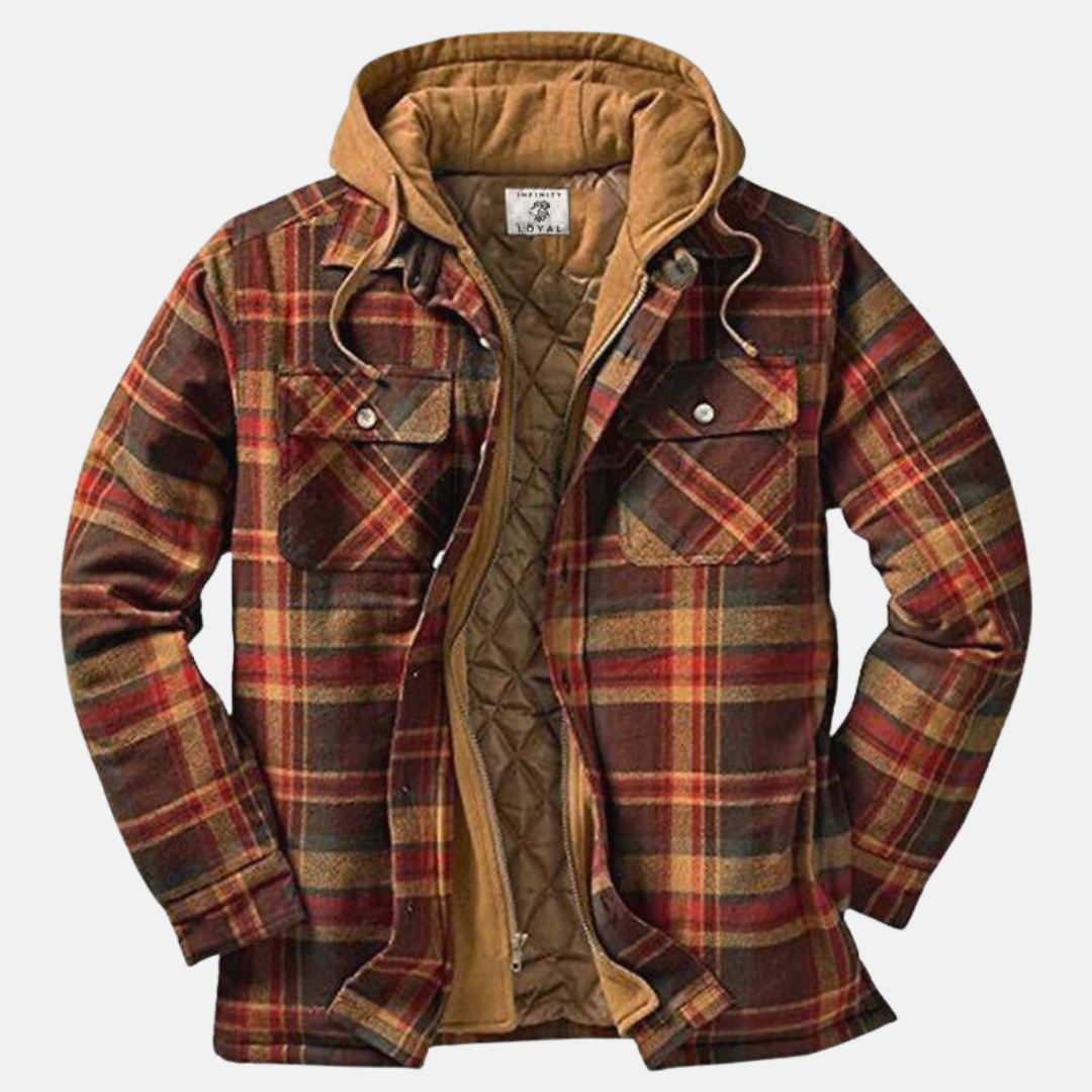 Hooded Plaid Jacket for Men, Rugged Style