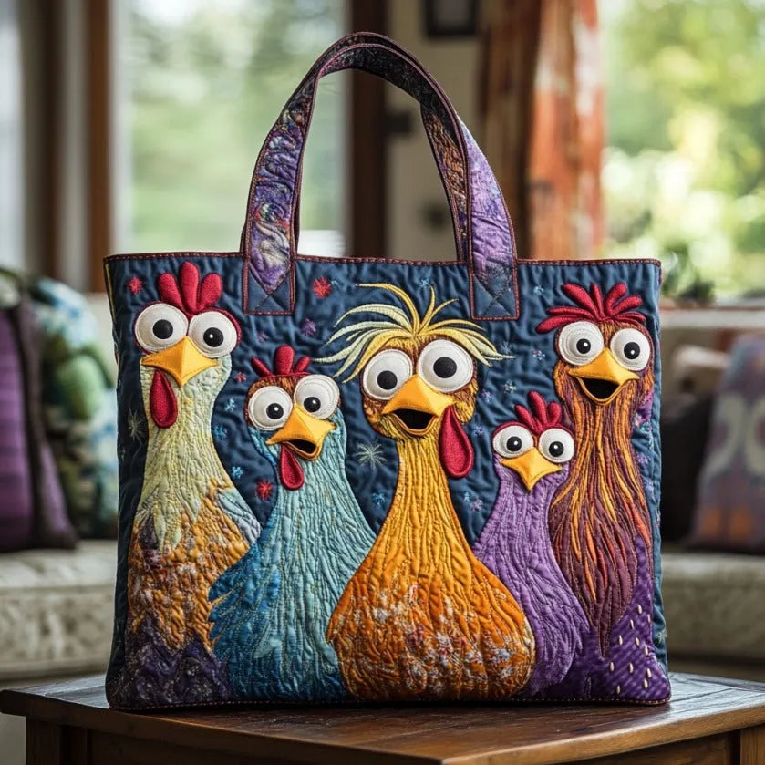 Multicolor Chicken Art Tote Bag