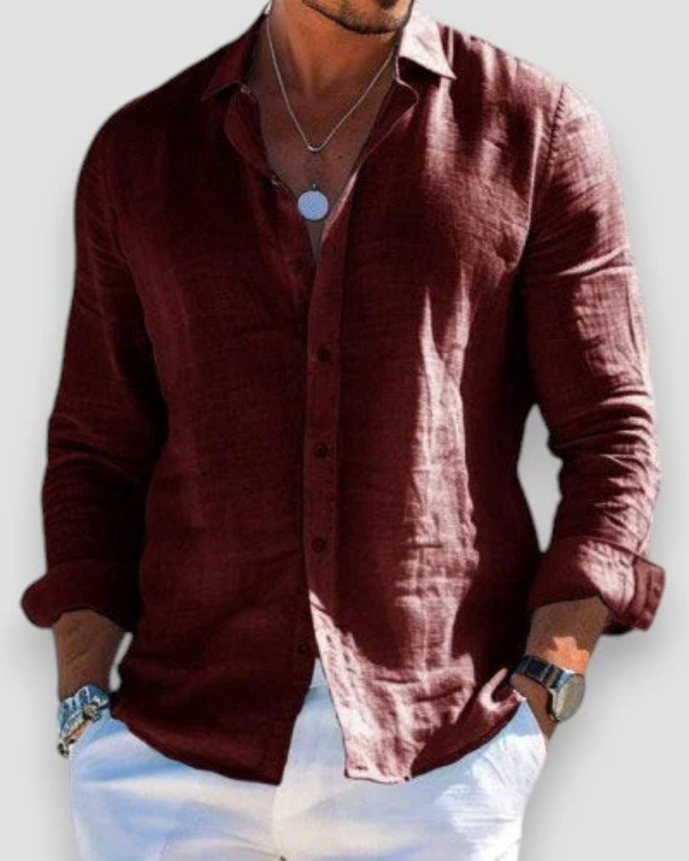 Casual Summer Long Sleeve Shirt for Men, Plus Size