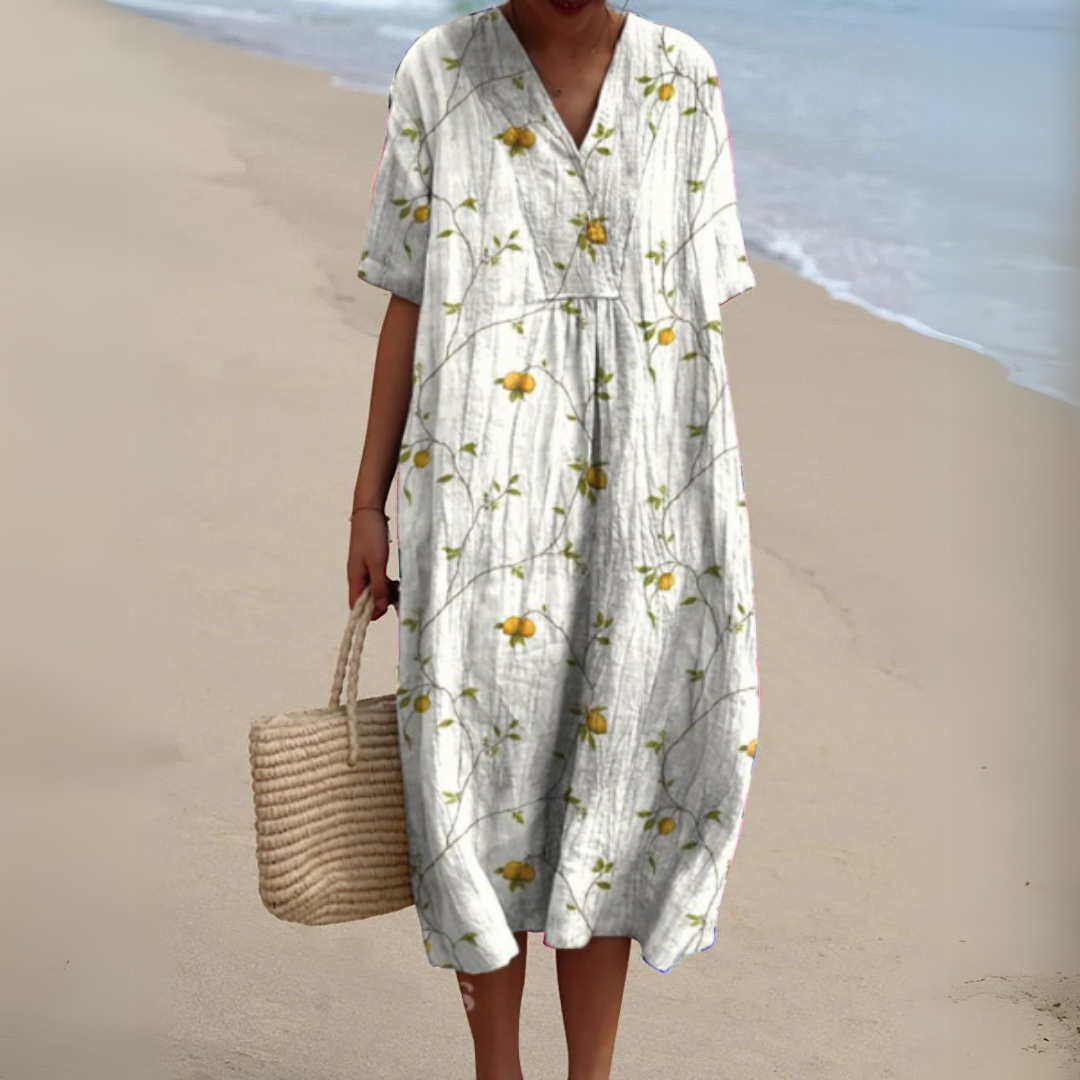 Elegant Floral V-Neck Dress for Women