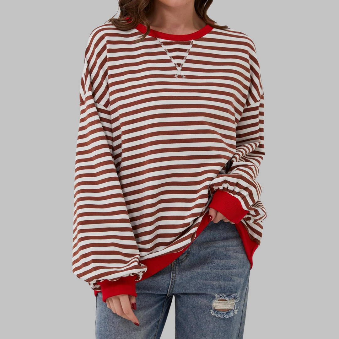 Casual Long Sleeve Striped Sweatshirt for Women