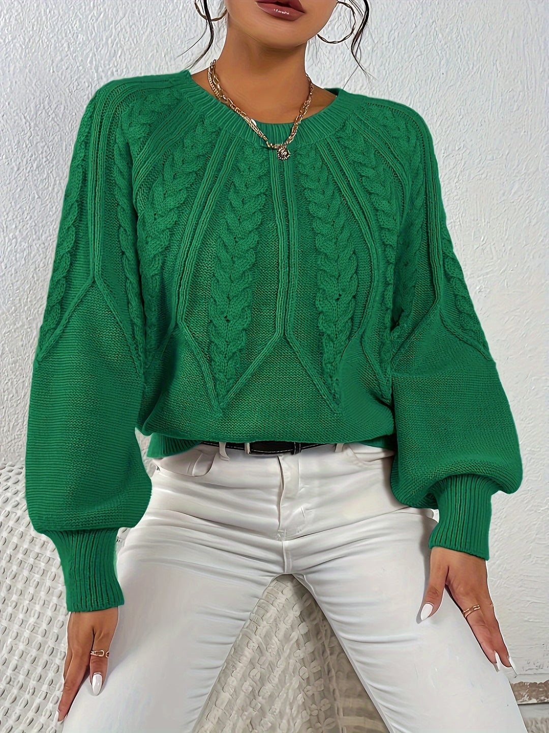 Relaxed Cable-Knit Sweater for Women