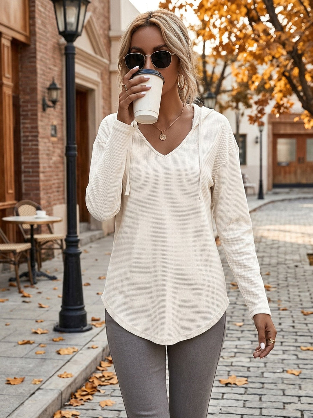 Women's Relaxed V-Neck Hoodie