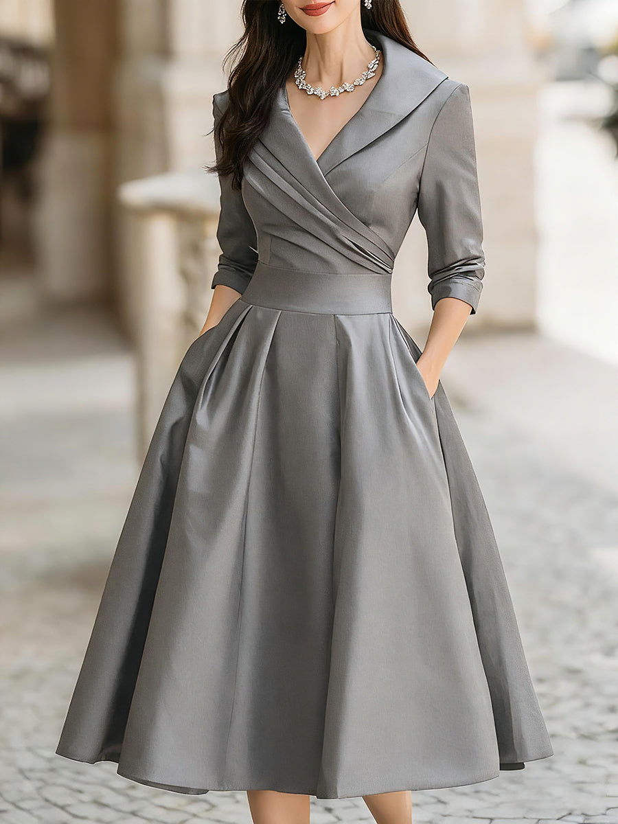 V-Neck Evening Dress, Women's Elegant Fit