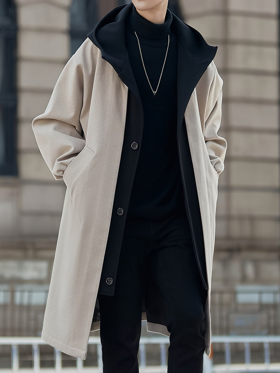 Hooded Longline Coat, Men's Refined Fit
