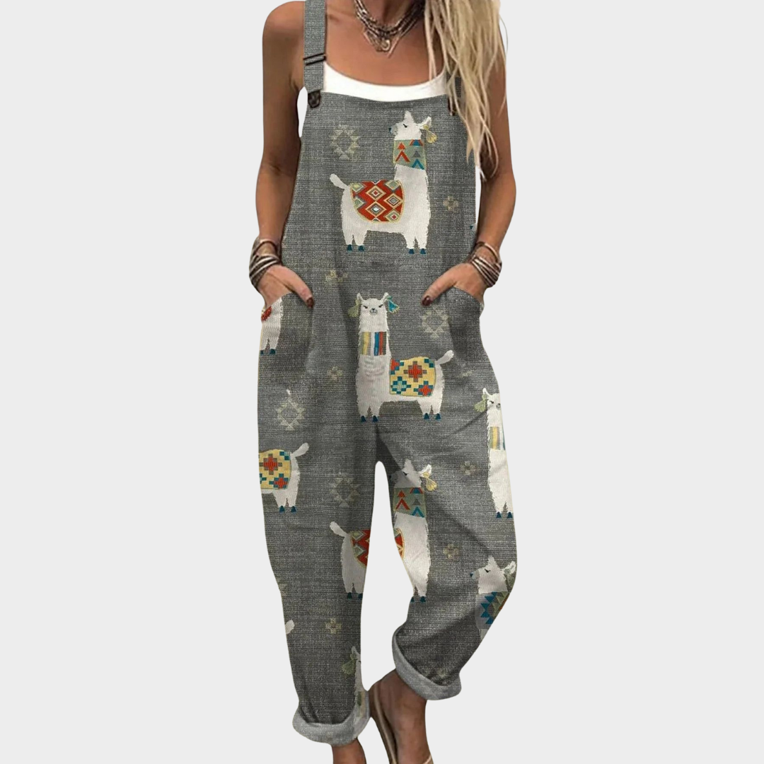 Gray Art Jumpsuit for Women, Comfortable Style
