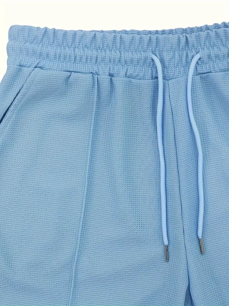 Zipper Shirt and Short Set, Men's Classic Fit