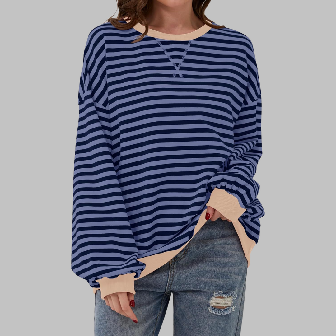 Casual Long Sleeve Striped Sweatshirt for Women