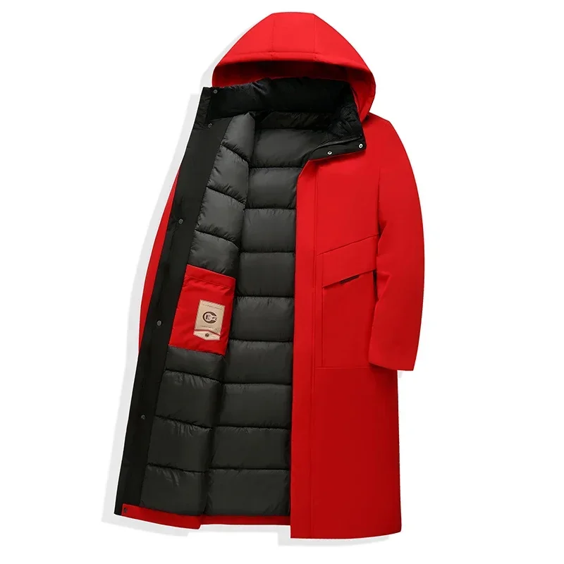 Long Hooded Winter Coat for Men, Plus Size