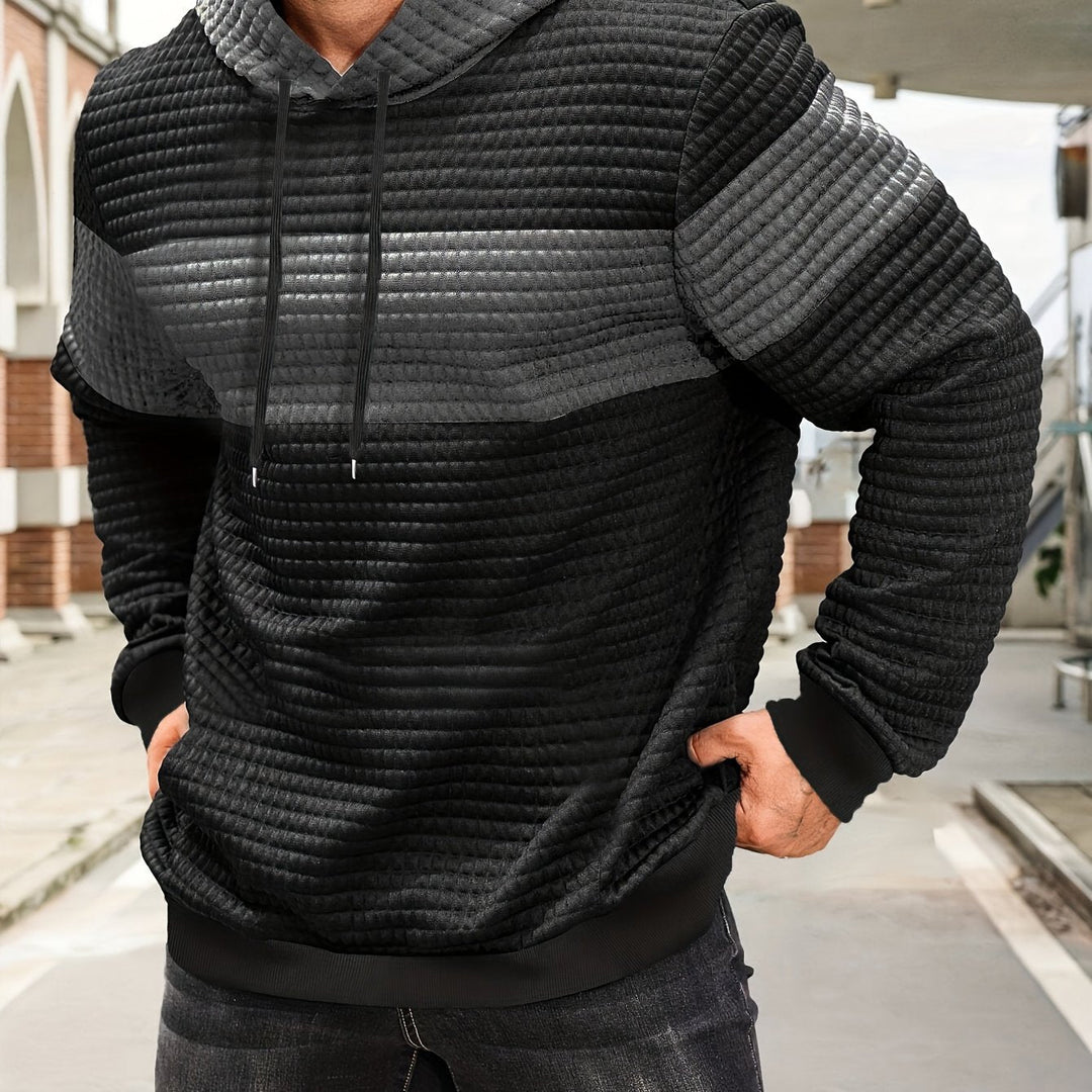 Colour-Block Hoodie for Men, Textured Style