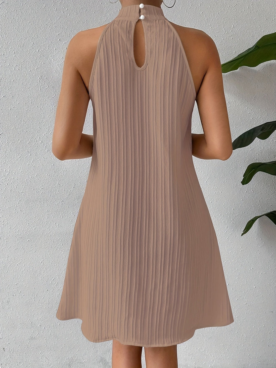 Textured Halter Mini Dress for Women